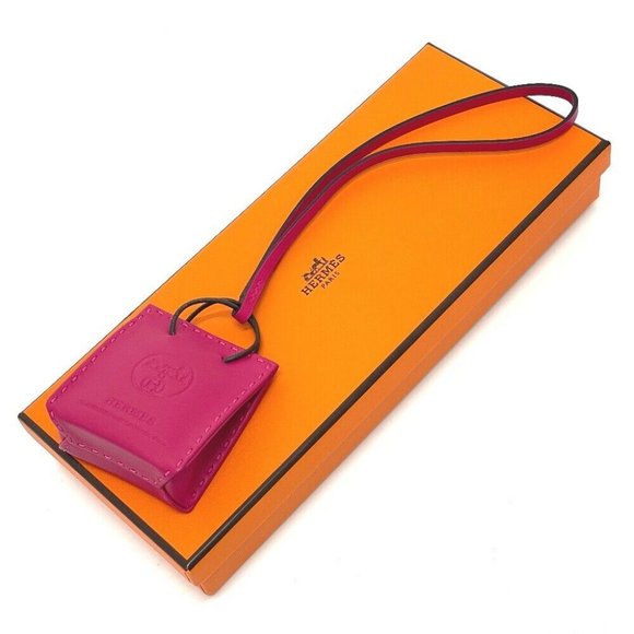 AUTH UNUSED HERMES Shopper Sac Orange strap charm Anyo Miro - Picture 9 of 10
